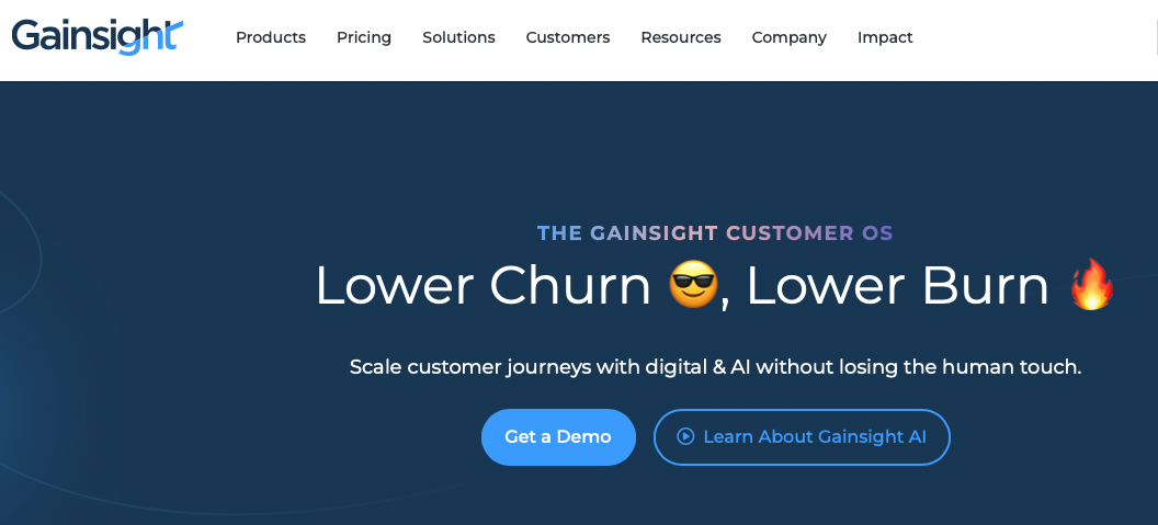 Gainsight website landing page screenshot